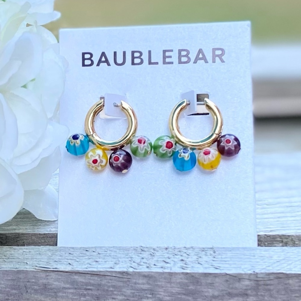 NWT BAUBLEBAR MULTICOLOR BEADED HUGGIE EARRINGS